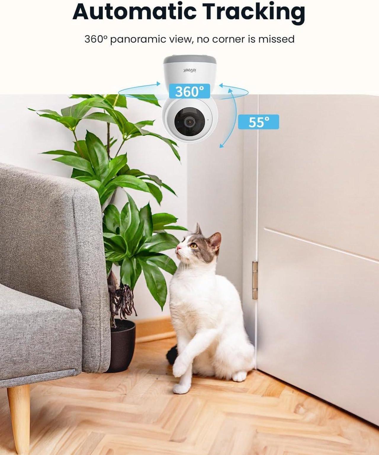 Alt view image 4 of 7 - ieGeek 5MP Plug-in Indoor Camera, 5G/2.4GHz WiFi Cameras for Home Security with Phone App, Pan/Tilt Pet Camera for Baby Monitor With Motion Detection, Auto Tracking, 2 Way Audio, Night Vision (2 Pack)