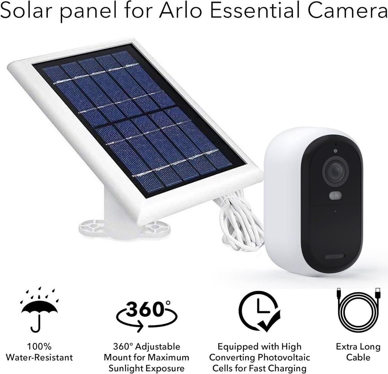 Alt view image 6 of 7 - Wasserstein Solar Panel Compatible with Arlo Essential 2K Outdoor Security Camera (2nd Gen) / XL (2nd Gen) & Essential Spotlight (Camera NOT Included) - (2-Pack, White)