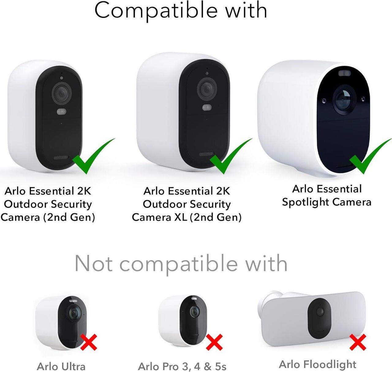 Alt view image 7 of 7 - Wasserstein Solar Panel Compatible with Arlo Essential 2K Outdoor Security Camera (2nd Gen) / XL (2nd Gen) & Essential Spotlight (Camera NOT Included) - (2-Pack, White)