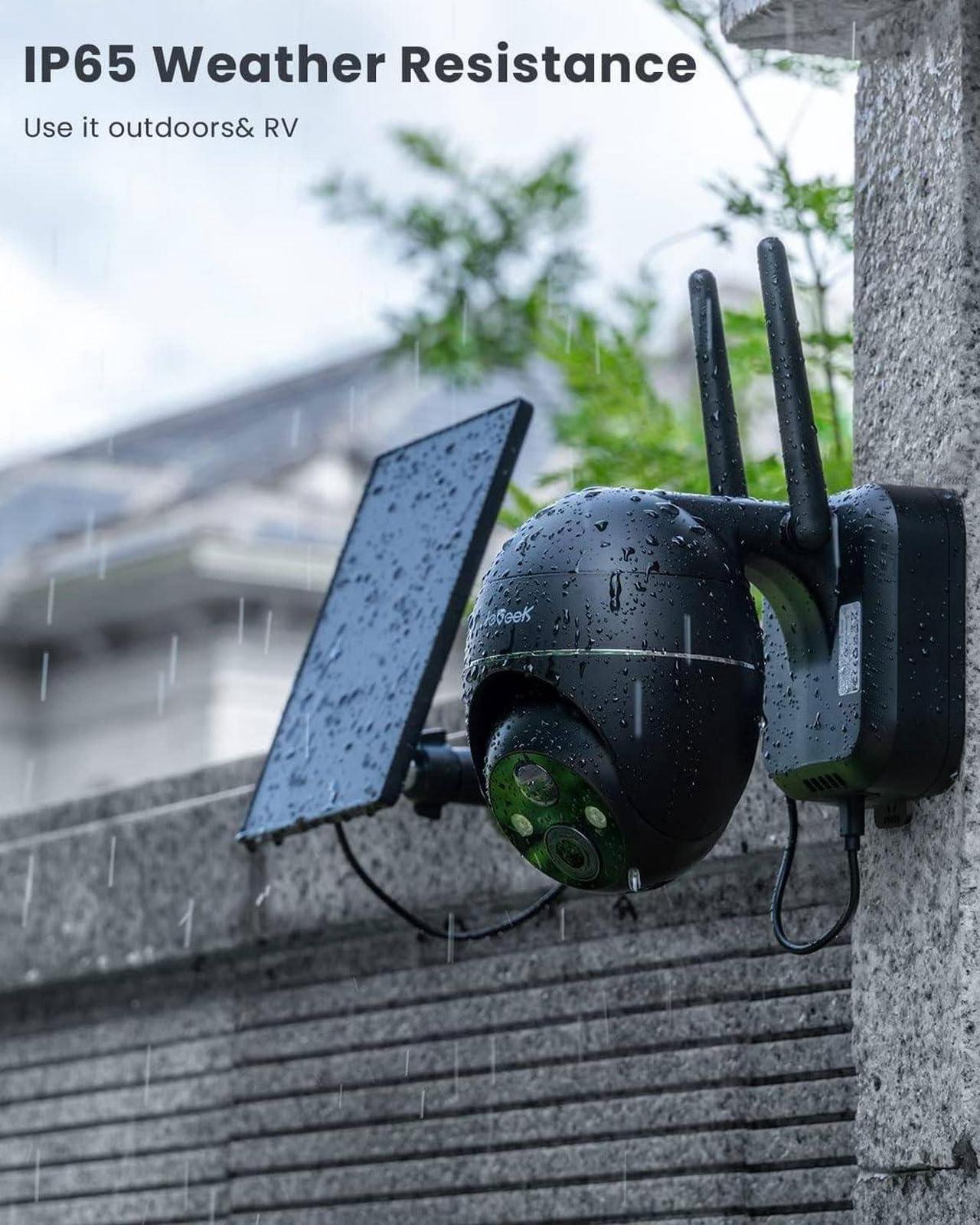 Alt view image 7 of 7 - Security Cameras Wireless Outdoor, 2K Solar Security Camera System 360° PTZ with Spotlight & Siren, ieGeek 2.4Ghz Outdoor Security Cameras,Color Night Vision, Work with Alexa, PIR, 2-Way Talk, IP65