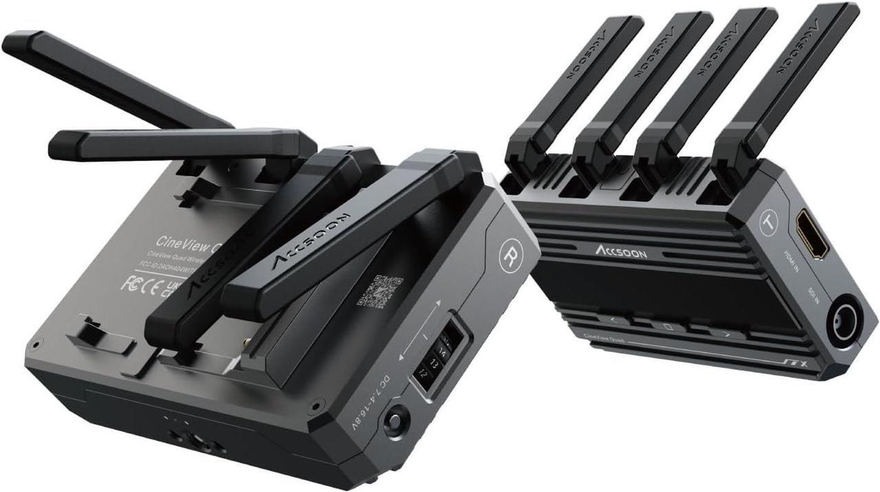 Main image of Accsoon CineView Quad SDI HDMI Wireless Video Transmitter Receiver, 2.4 GHz and 5 GHz Dual-Band Transmission System, 0.06 s Latency 500 ft Range up to 4 Devices Monitoring, RTMP for Live Streaming
