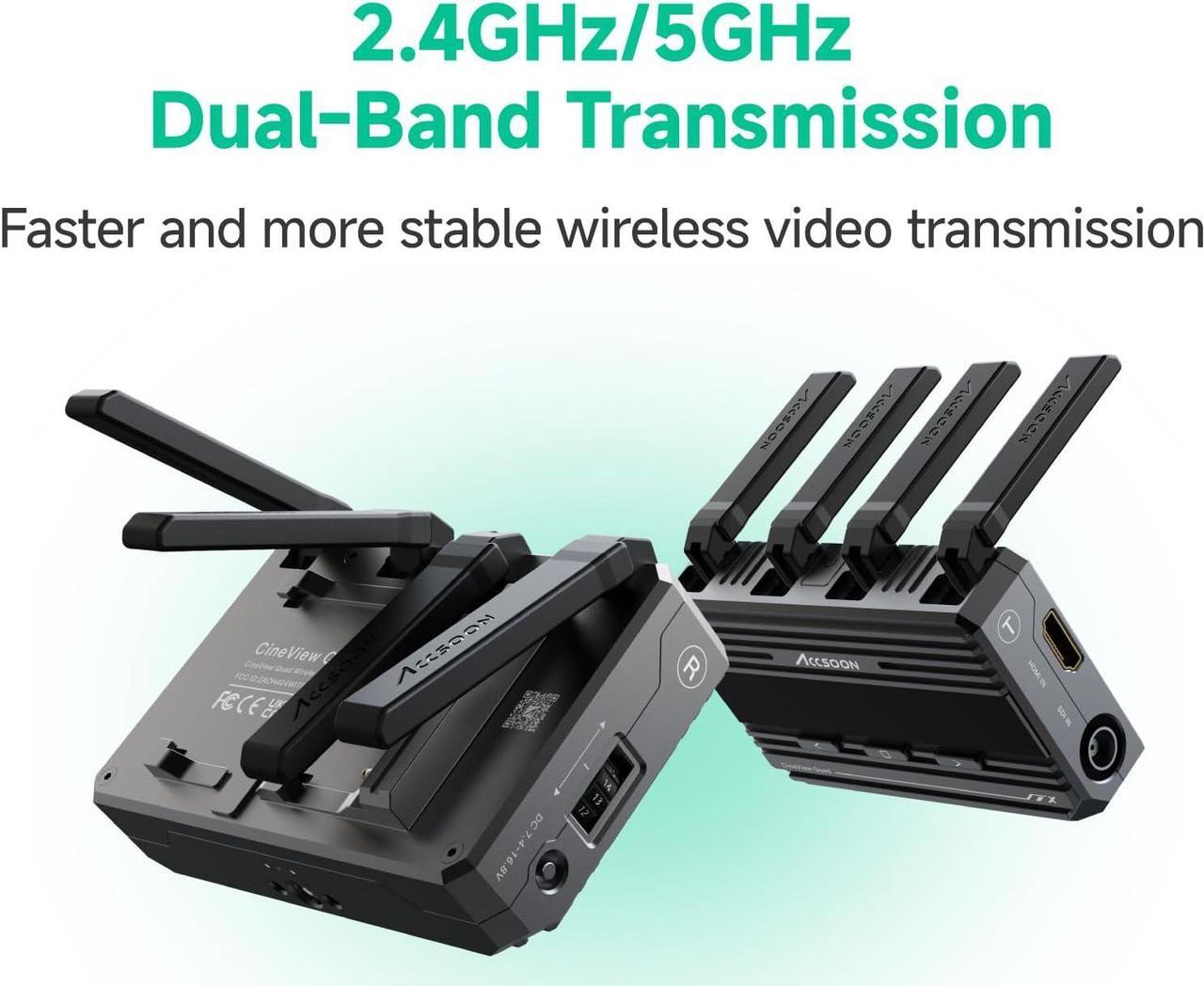 Alt view image 2 of 7 - Accsoon CineView Quad SDI HDMI Wireless Video Transmitter Receiver, 2.4 GHz and 5 GHz Dual-Band Transmission System, 0.06 s Latency 500 ft Range up to 4 Devices Monitoring, RTMP for Live Streaming