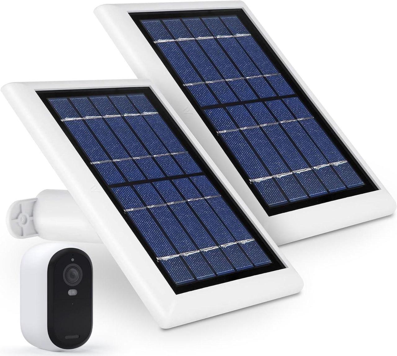 Main image of Wasserstein Solar Panel Compatible with Arlo Essential 2K Outdoor Security Camera (2nd Gen) / XL (2nd Gen) & Essential Spotlight (Camera NOT Included) - (2-Pack, White)
