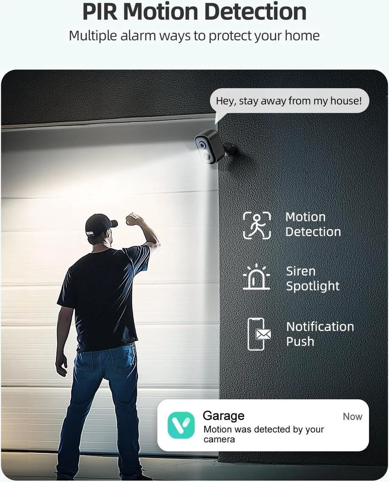 Alt view image 5 of 7 - Rocktone 2K Security Cameras Wireless Outdoor, Battery Powered WiFi Cameras for Home Security with AI Motion Detection, Spotlight Color Night Vision, 2-Way Talk, Siren Alarm, IP65, Cloud/SD Storage