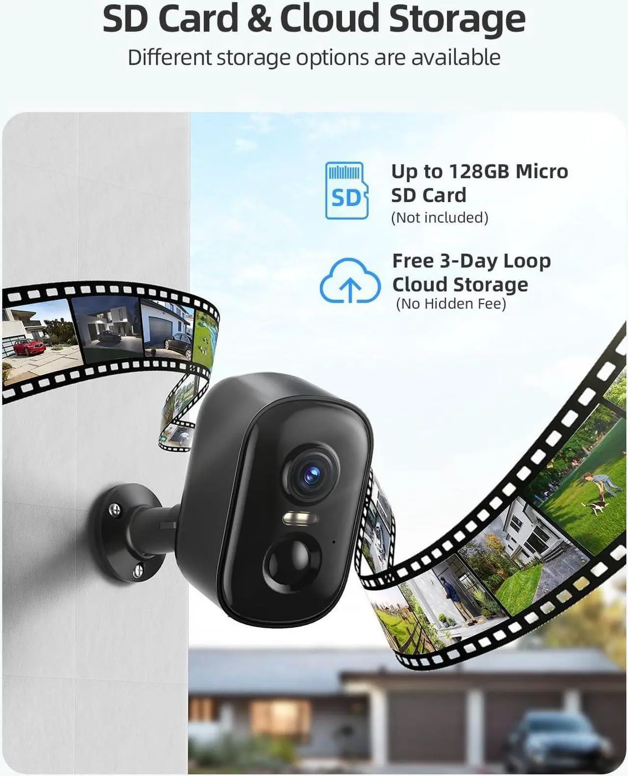 Alt view image 7 of 7 - Rocktone 2K Security Cameras Wireless Outdoor, Battery Powered WiFi Cameras for Home Security with AI Motion Detection, Spotlight Color Night Vision, 2-Way Talk, Siren Alarm, IP65, Cloud/SD Storage