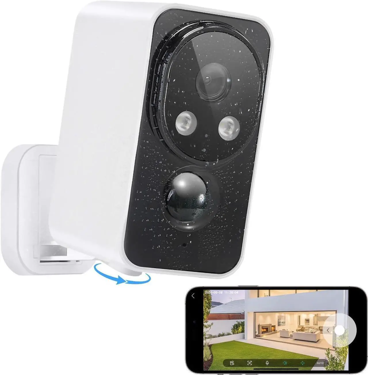 Main image of Security Cameras Wireless Outdoor Pan Rotating 180° 2K Cameras for Home Security with Color Night Vision Battery 2.4GHz WiFi Camera PIR Motion Detection Siren 2-Way Talk Waterproof Cloud/SD Storage