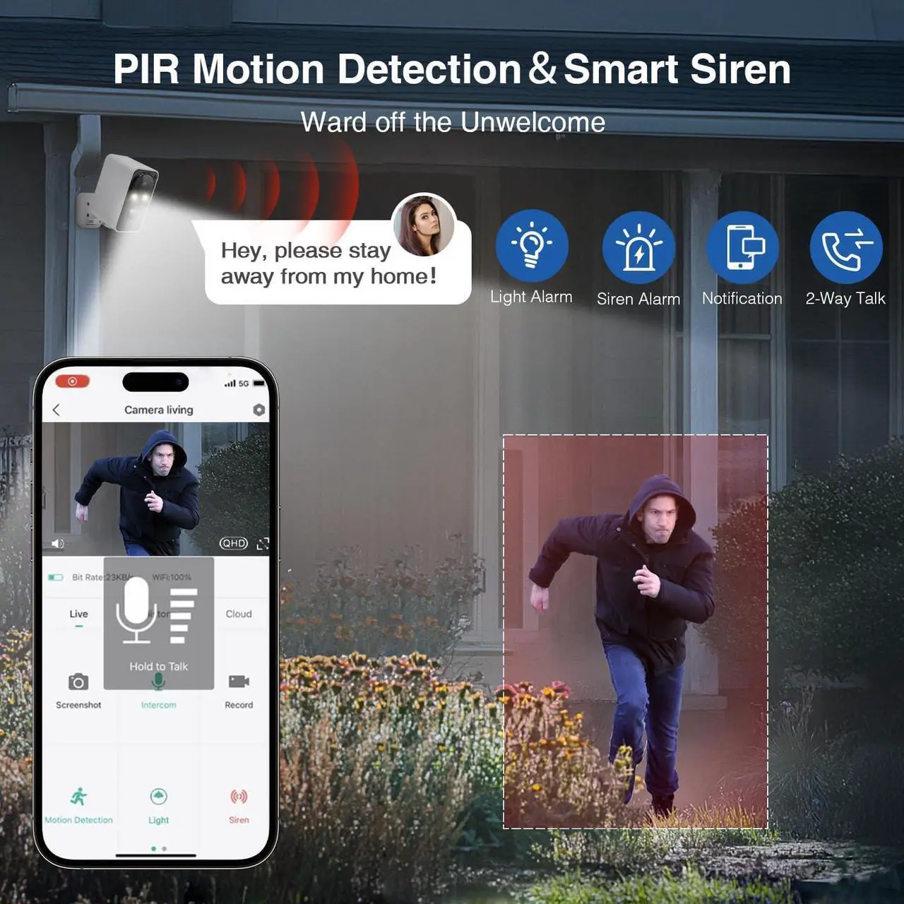 Alt view image 5 of 7 - Security Cameras Wireless Outdoor Pan Rotating 180° 2K Cameras for Home Security with Color Night Vision Battery 2.4GHz WiFi Camera PIR Motion Detection Siren 2-Way Talk Waterproof Cloud/SD Storage