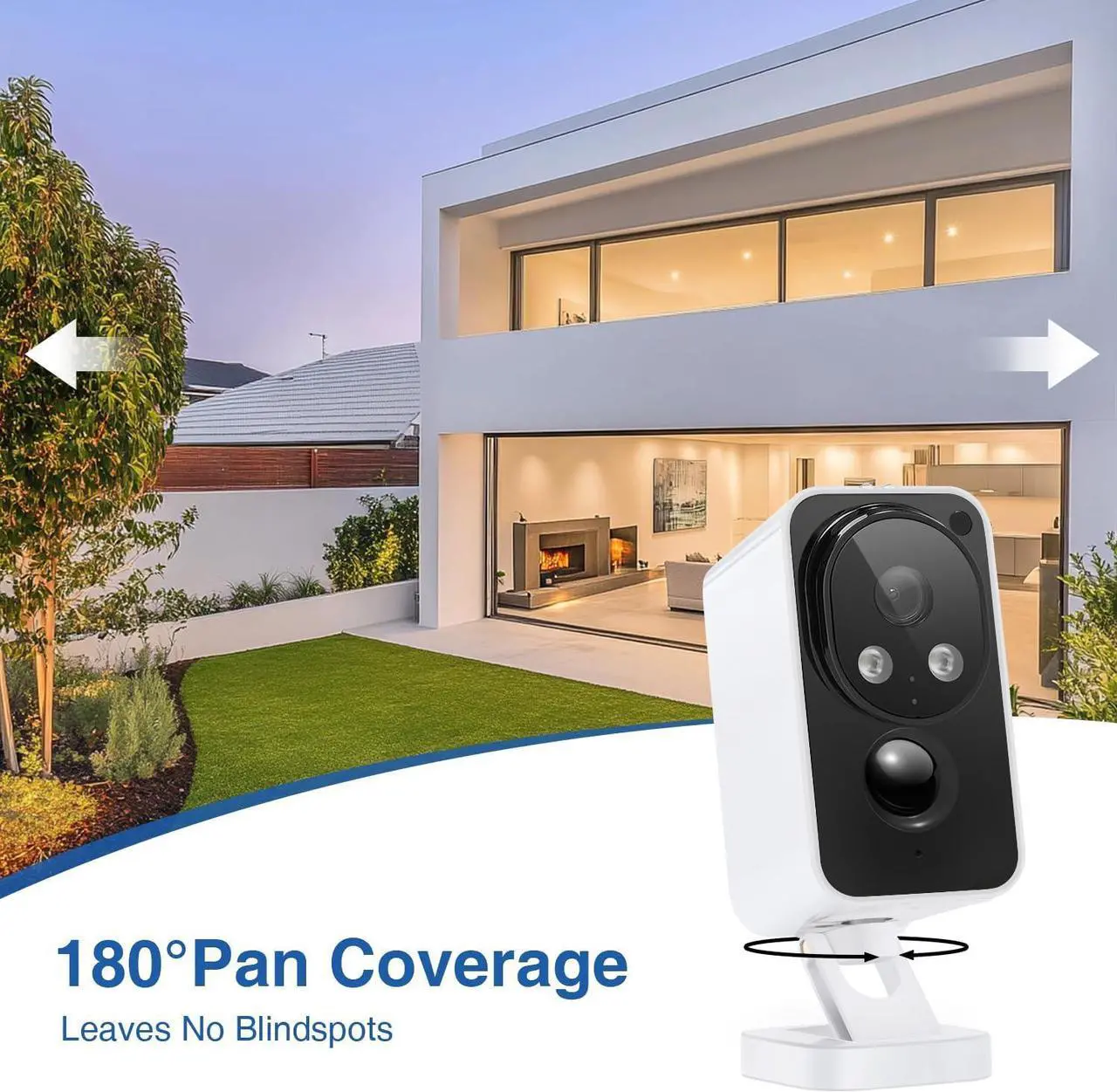 Alt view image 3 of 7 - Security Cameras Wireless Outdoor Pan Rotating 180° 2K Cameras for Home Security with Color Night Vision Battery 2.4GHz WiFi Camera PIR Motion Detection Siren 2-Way Talk Waterproof Cloud/SD Storage