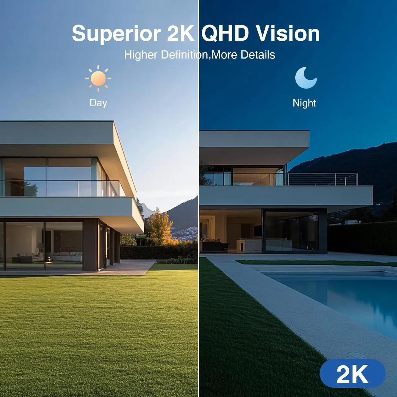 Alt view image 4 of 7 - Security Cameras Wireless Outdoor Pan Rotating 180° 2K Cameras for Home Security with Color Night Vision Battery 2.4GHz WiFi Camera PIR Motion Detection Siren 2-Way Talk Waterproof Cloud/SD Storage