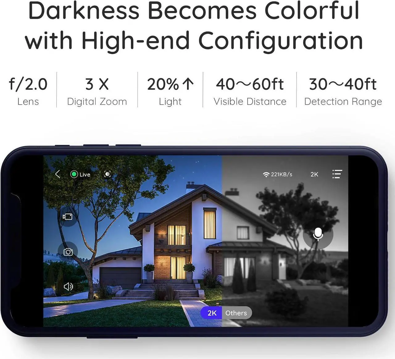 Alt view image 2 of 6 - Wireless Outdoor Security Camera Wireless 2K Camera for Home Security Battery Security Cameras 2.4GHz WiFi Smart Motion Detection,Color Night Vision,Waterproof, Cloud/SD Storage(2 Pack)