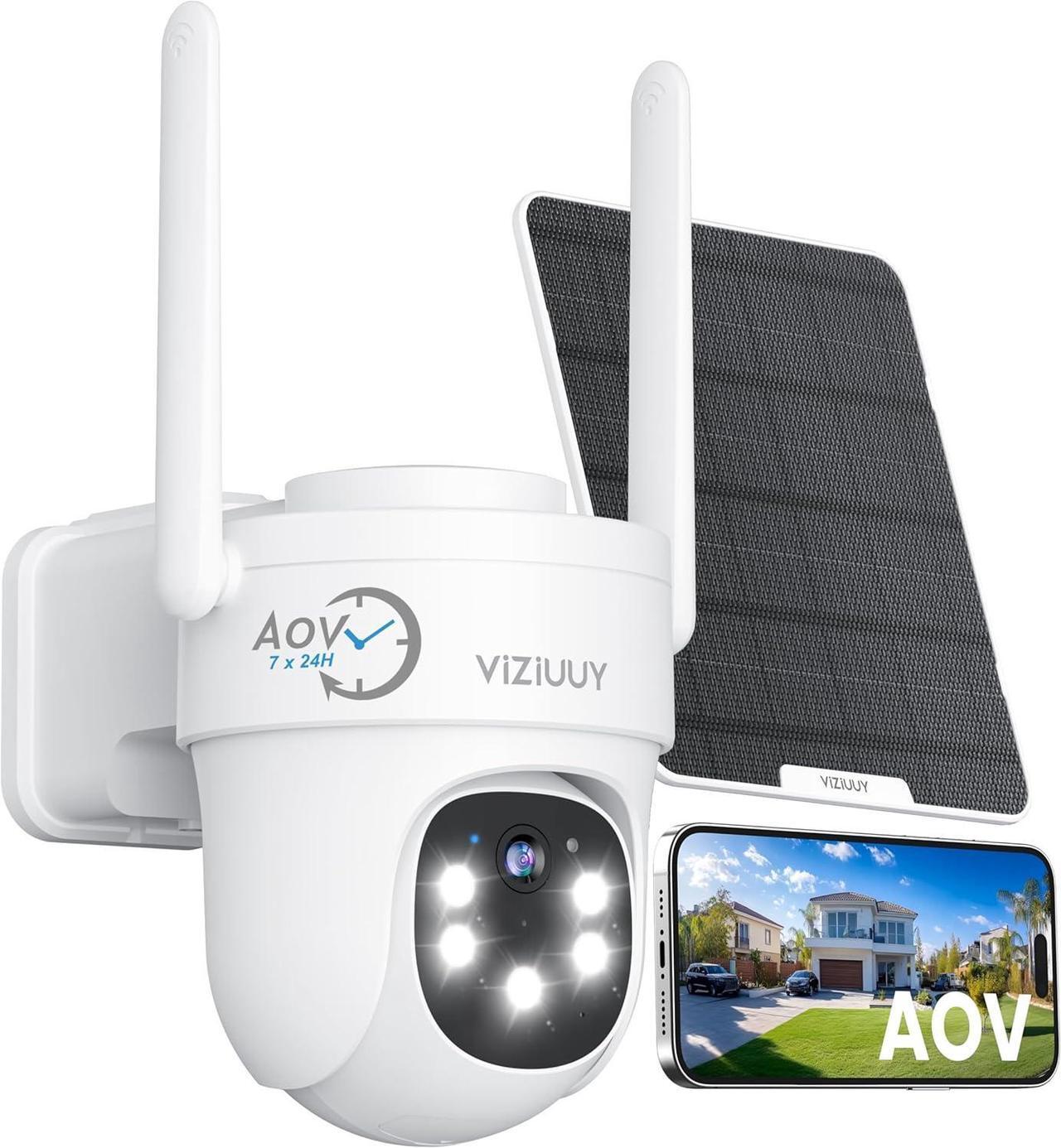 Main image of AOV Security Camera, 2K Continuous Recording Security Cameras Wireless Outdoor, WiFi 6, Solar-Powered, Cameras for Home Security with 360° PTZ, Auto Tracking, 512G Local Storage(Not Include)
