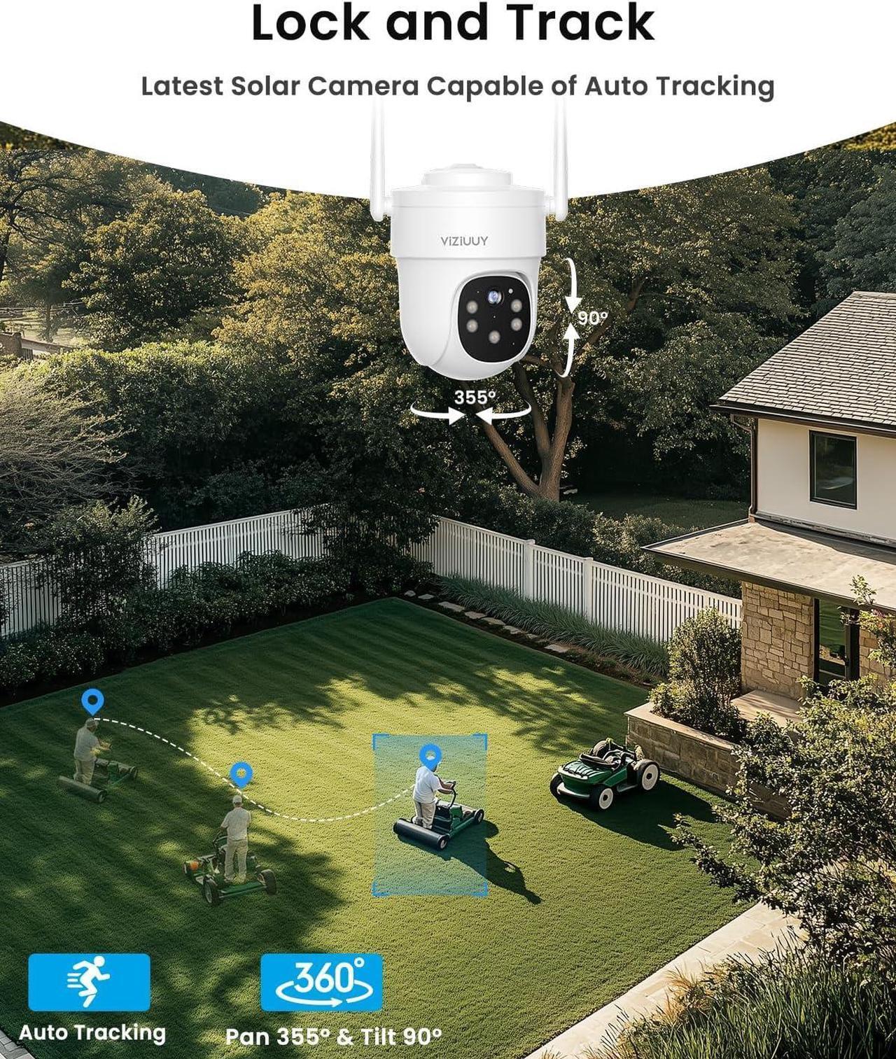 Alt view image 4 of 7 - AOV Security Camera, 2K Continuous Recording Security Cameras Wireless Outdoor, WiFi 6, Solar-Powered, Cameras for Home Security with 360° PTZ, Auto Tracking, 512G Local Storage(Not Include)