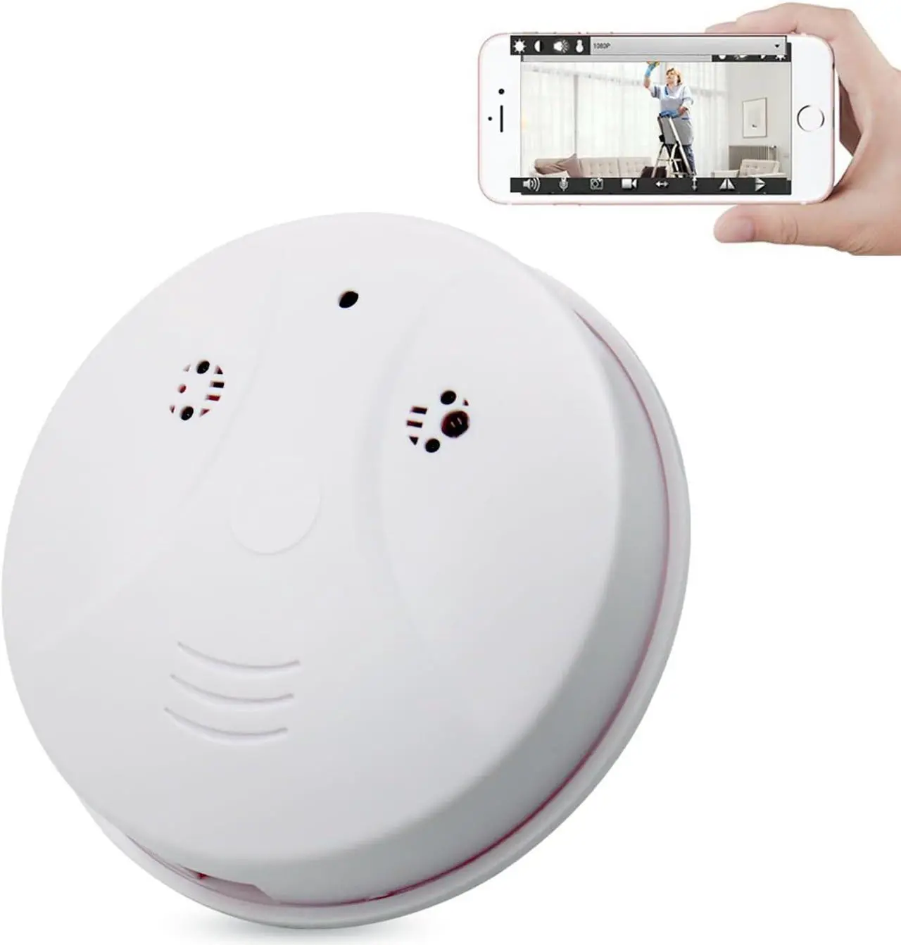 Main image of Mini Detector Camera, HD 1080P Wireless Security Nanny Cam Smoke Detector Camera with Motion Detection/Night Vision/Remote View for Home and Office Surveillance, No Audio