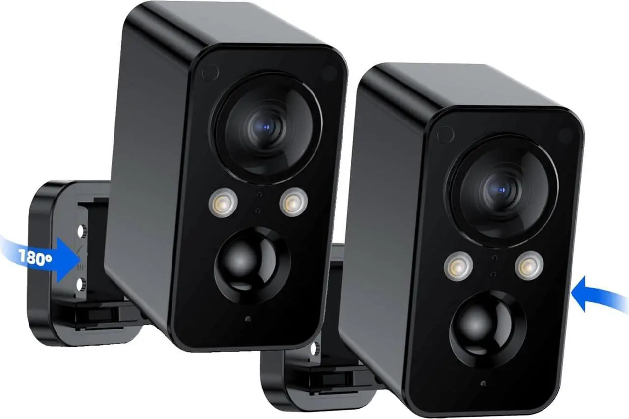 Main image of Gadpiparty 2Packs Security Cameras Wireless Outdoor: 180° Horizontal Cameras for Home Security Battery WiFi Cameras Outside Surveillance Camera CCTV Camera System with Color Night Vision Motion Sensor