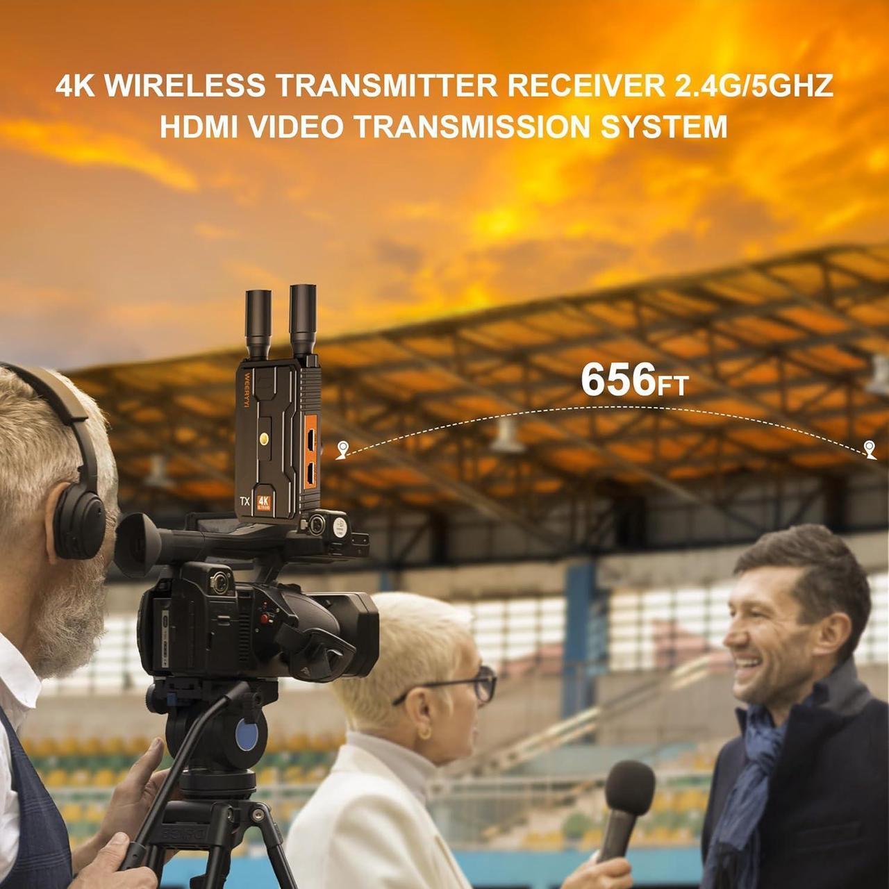 Alt view image 3 of 6 - (1TX+1RX) Weeryyi 4K Wireless HDMl Transmitter and Receiver,Wireless HDMI Extender,656FT Ultra Long Distance Plug and Play, 2.4G&5G, for PC/Camera/HDTV/Projector/TV Box,etc (No App)