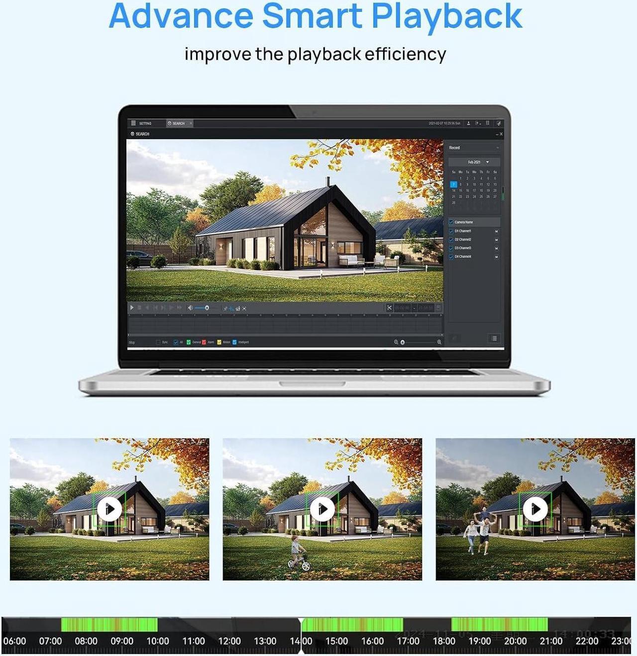 Alt view image 5 of 7 - VIKYLIN 8CH 4K PoE Network Video Recorder NVR, Support 12MP/8MP/6MP/5MP/ 4MP/3MP/1080P PoE Camera, Remote Access, Motion Alarm, 24/7 Recording, Smart Playback,1 SATA Ports Up to 14TB HDD(Not Included)