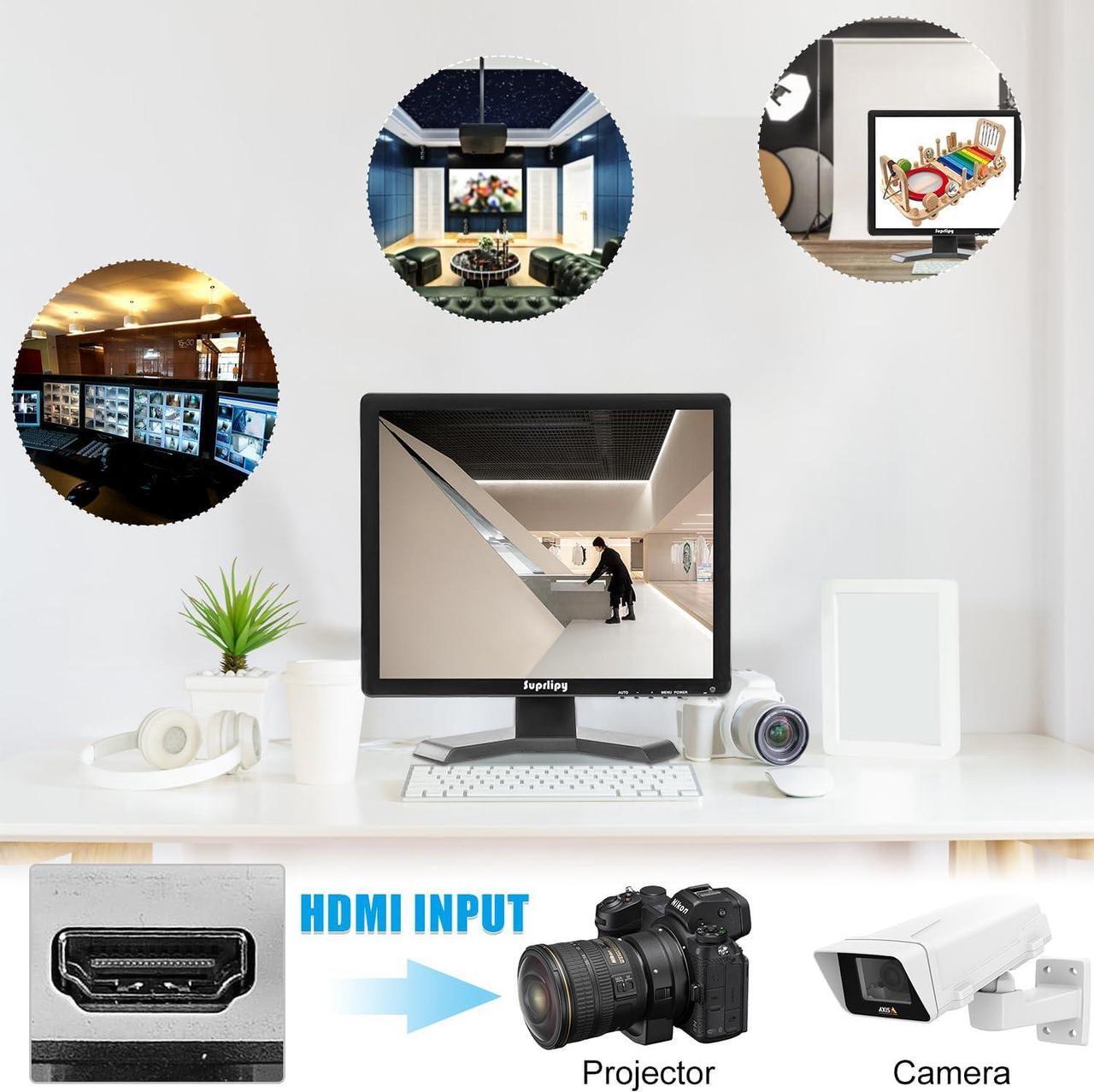 Alt view image 3 of 7 - 15 Inch TFT LCD Security CCTV Monitor 1024x768 4:3 Resolution Color Display Screen Support HDMI/VGA/AV/BNC/MIC USB Ports with Remote Control Built-in LounSpeakers for Home Security Monitor