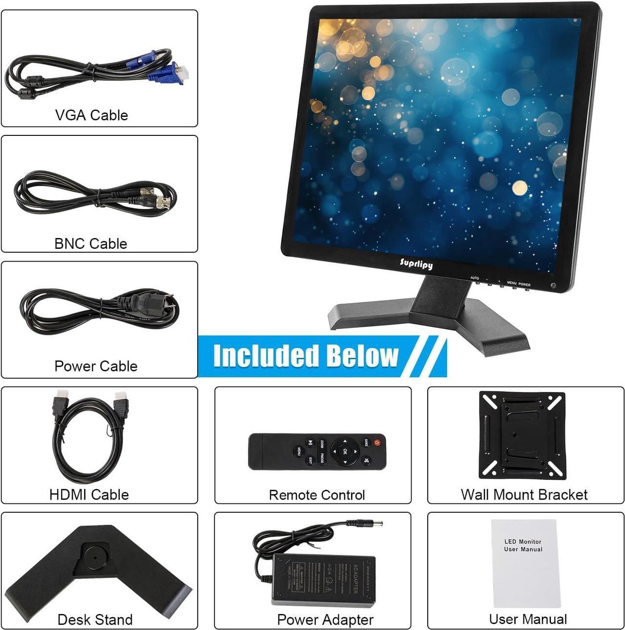 Alt view image 7 of 7 - 15 Inch TFT LCD Security CCTV Monitor 1024x768 4:3 Resolution Color Display Screen Support HDMI/VGA/AV/BNC/MIC USB Ports with Remote Control Built-in LounSpeakers for Home Security Monitor