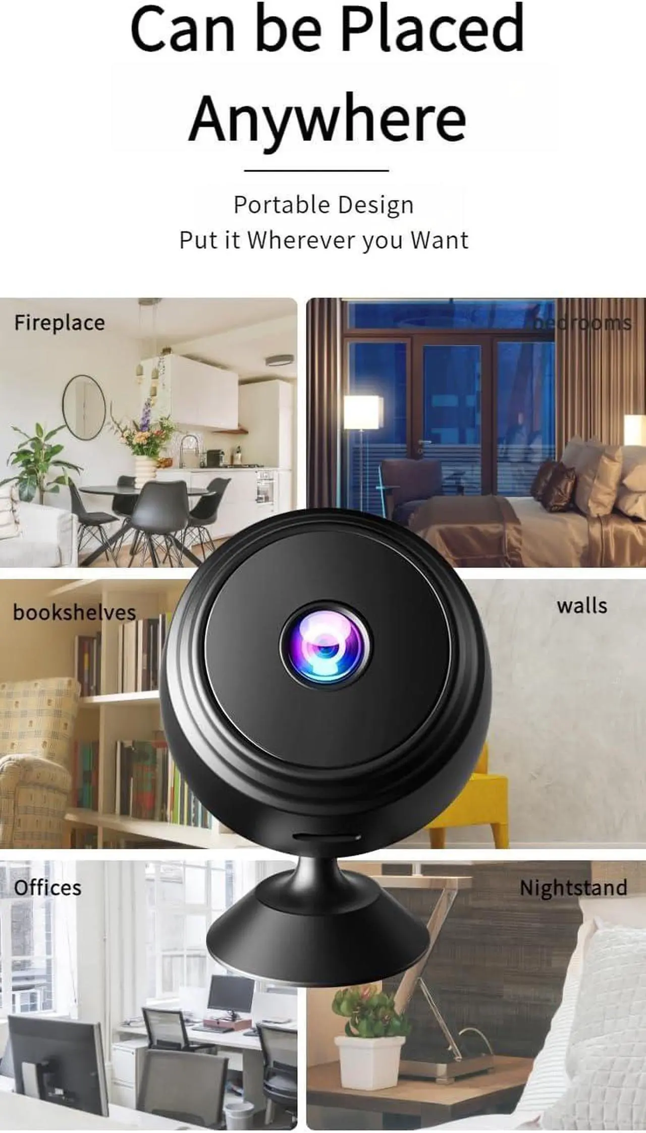 Alt view image 6 of 7 - Mini Hidden Camera, 1080P Night Vision Spy CameraWide-Angle Home Security Camera with Motion Detection (2 Pack)