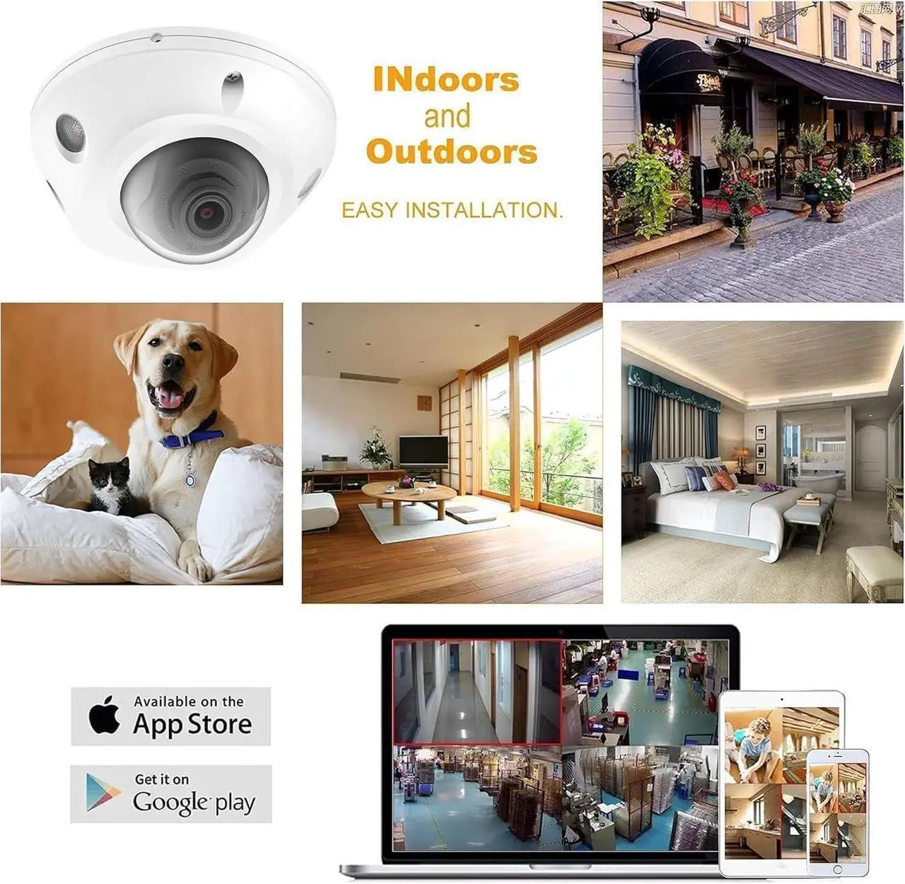 Alt view image 4 of 7 - 4K 8MP Mini Dome PoE IP Camera Outdoor 2.8mm Lens 105° Wide Angle, 98Ft Night Vision, Waterproof IP67, H.265, ONLY Compatible with Hik Vision Uniview NVR, Low Profile IP Camera