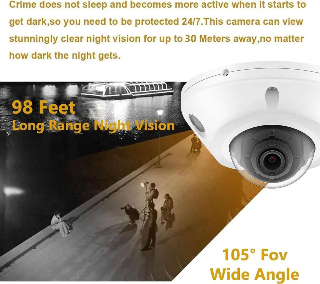 Alt view image 6 of 7 - 4K 8MP Mini Dome PoE IP Camera Outdoor 2.8mm Lens 105° Wide Angle, 98Ft Night Vision, Waterproof IP67, H.265, ONLY Compatible with Hik Vision Uniview NVR, Low Profile IP Camera