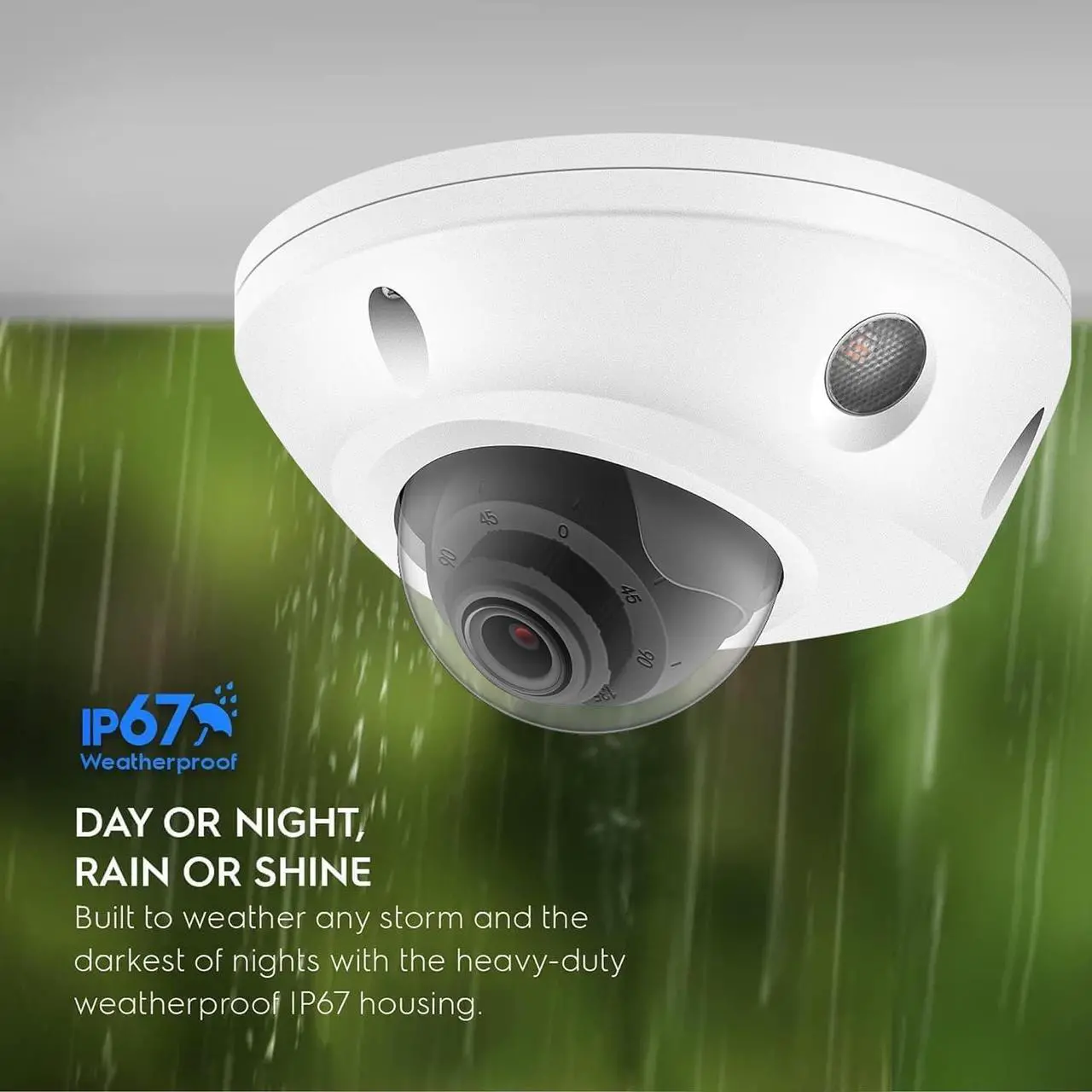 Alt view image 7 of 7 - 4K 8MP Mini Dome PoE IP Camera Outdoor 2.8mm Lens 105° Wide Angle, 98Ft Night Vision, Waterproof IP67, H.265, ONLY Compatible with Hik Vision Uniview NVR, Low Profile IP Camera