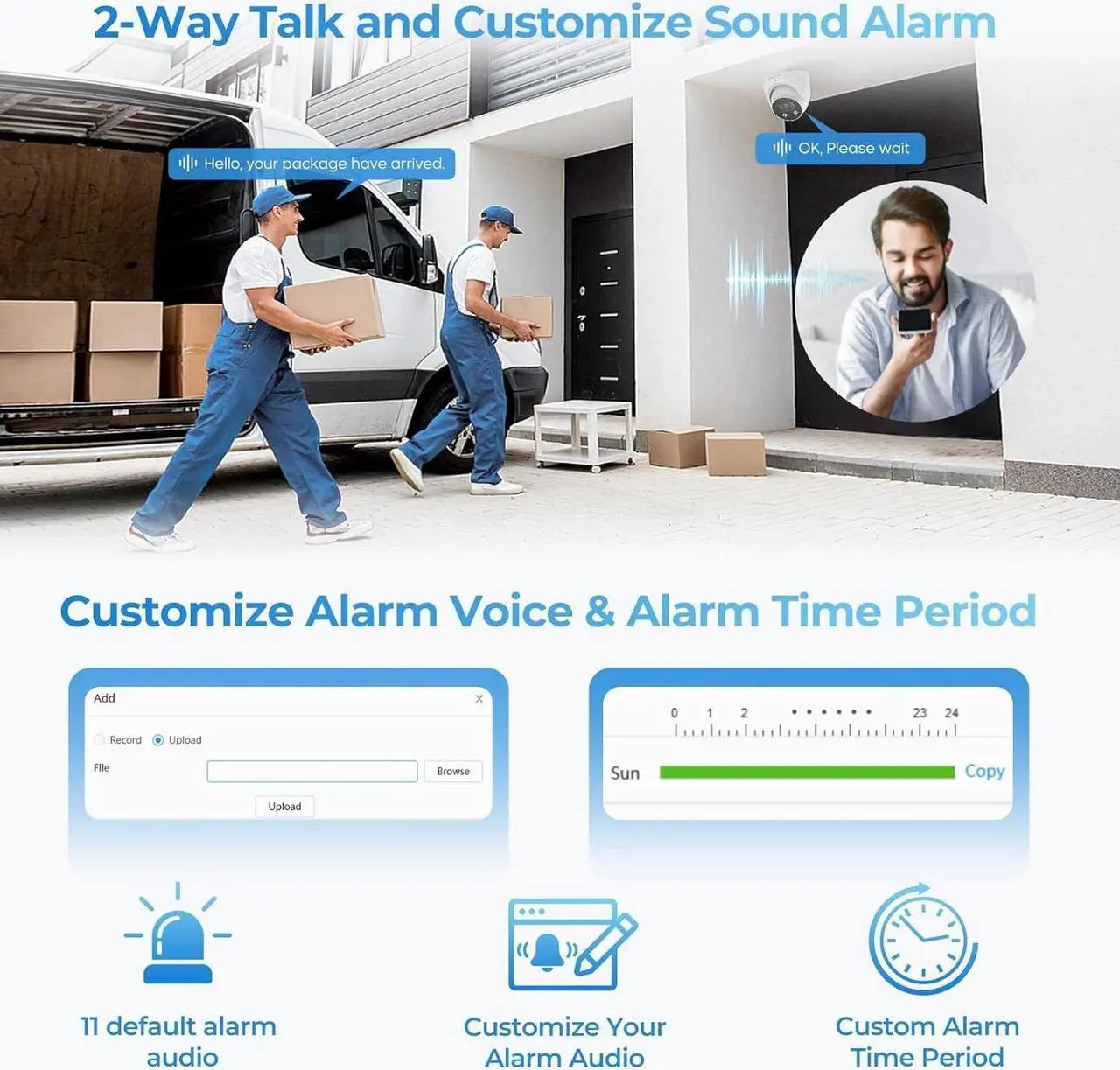Alt view image 6 of 7 - Dual-Lens 4K (8MP) TiOC Outdoor POE Camera - 2 x 4MP Duo 180° Panoramic Wide Angle AI Turret IP Camera, Dual Color Night, DMSS, Active Detterence, 2-Way Audio, Human/Vehicle Detection, EPTZ