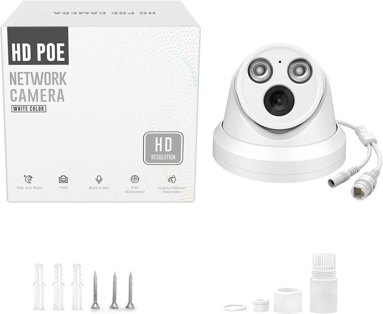 Alt view image 7 of 7 - 4MP PoE IP Camera Outdoor,4MP Security Network Camera with Microphone,2.8mm Lens,Smart Human and Vehicle Detection,98ft IR Night Vision,H.265+,IP67,Compatible with Hik-Vision