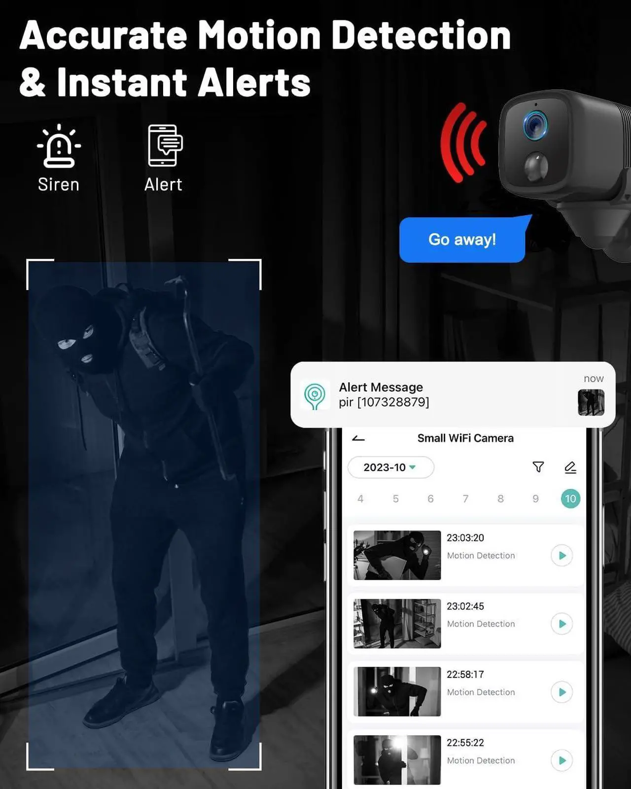 Alt view image 4 of 7 - Spy Camera WiFi Mini Camera 2 Pack, Spy Camera Wireless with 5200mAh Battery, 1080P Wire-Free Portable Indoor Camera, 160° Viewing Angle, Smart Human Detection Alerts, 33 ft Night Vision