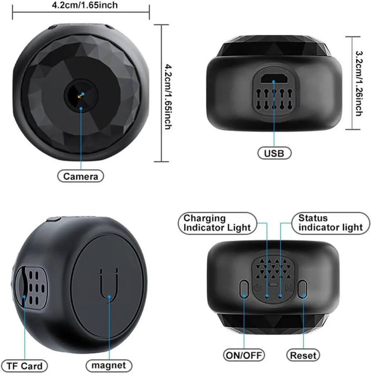 Alt view image 7 of 7 - Mini Camera,Hidden Camera,Mini Guard Magnetic Security Camera,Upgraded Mini 1080p Hd Wireless Magnetic Security Camera (2PCS)