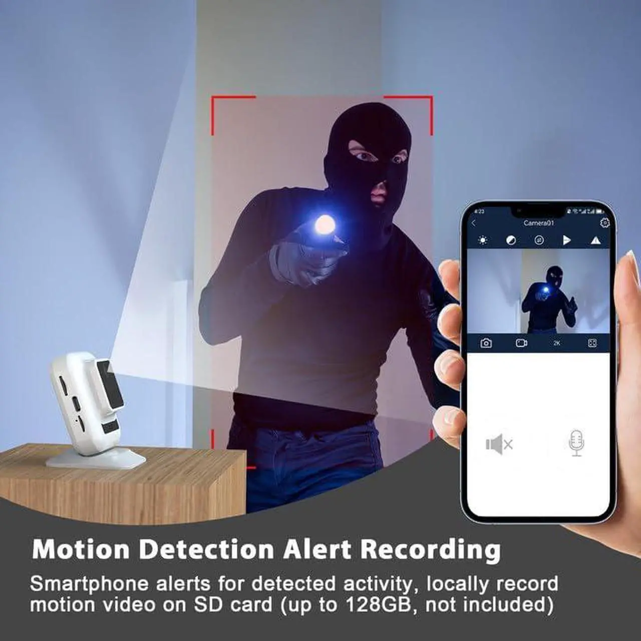 Alt view image 6 of 7 - Cellular Security Camera 4K,Mini WiFi Camera Wireless,2.4G WiFi/4G LTE,Cameras for Home Security Indoor,Mini Security Camera with Magnetic Base,SIM Card,Motion Detect,150 Miniutes Battery,Night Vision