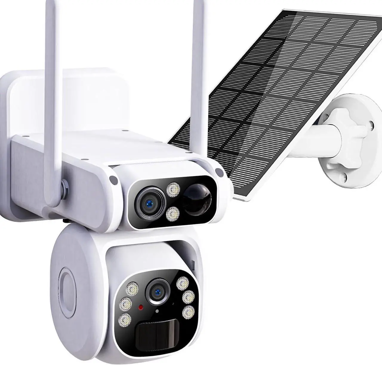 Main image of 4G Low-Powered Solar Security Camera Outdoor, 2K No WiFi Dual Lens Linkage Security Cameras for Home Security, 2-Way Talk Cameras with PIR Motion Detection, Color Night Vision, IP66 (White)