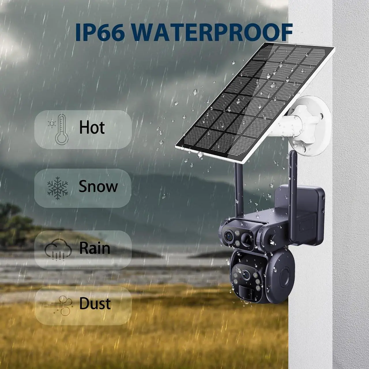Alt view image 4 of 7 - 4G Low-Powered Solar Security Camera Outdoor, 2K No WiFi Dual Lens Linkage Security Cameras for Home Security, 2-Way Talk Cameras with PIR Motion Detection, Color Night Vision, IP66 (White)