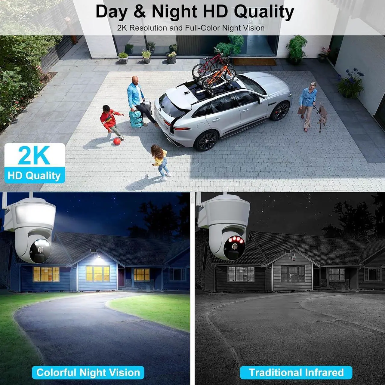 Alt view image 3 of 7 - ENSTER 4G LTE Cellular Security Camera Outdoor Wireless, 2K Solar No WiFi Security Camera with Floodlight, Spotlights, PIR Motion Sensor, Pan and Tilt, 360° Live View, Color Night Vision, SIM Card