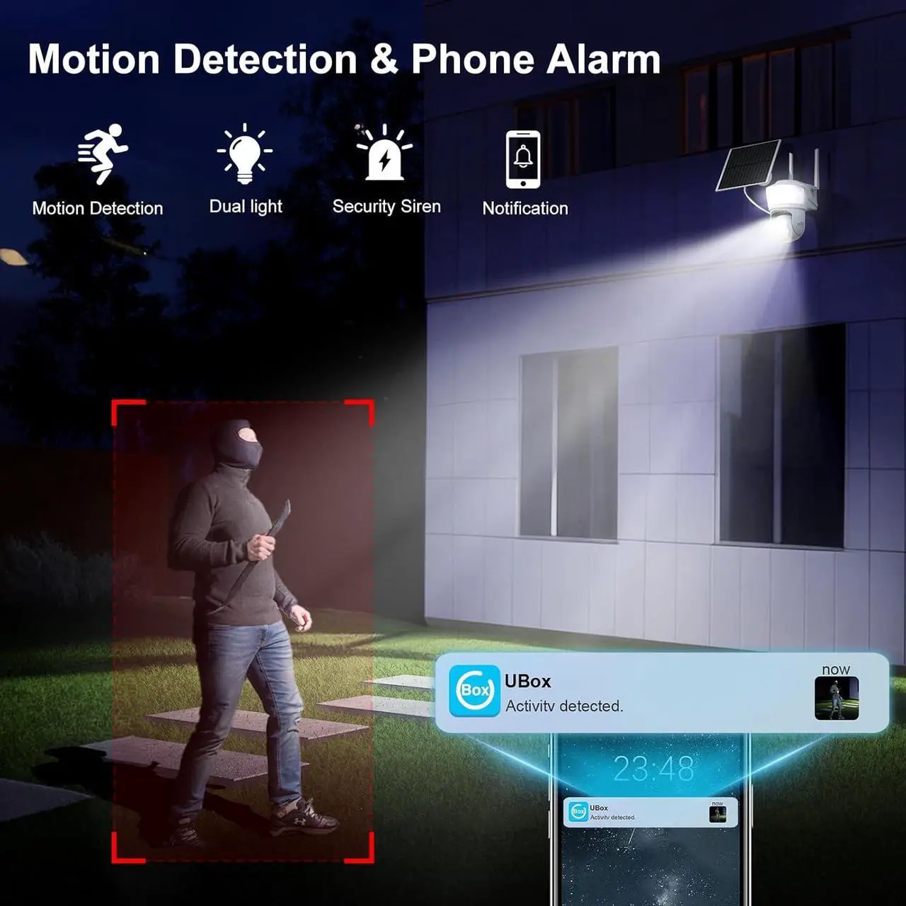 Alt view image 4 of 7 - ENSTER 4G LTE Cellular Security Camera Outdoor Wireless, 2K Solar No WiFi Security Camera with Floodlight, Spotlights, PIR Motion Sensor, Pan and Tilt, 360° Live View, Color Night Vision, SIM Card