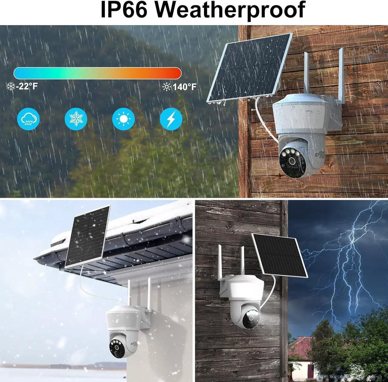 Alt view image 7 of 7 - ENSTER 4G LTE Cellular Security Camera Outdoor Wireless, 2K Solar No WiFi Security Camera with Floodlight, Spotlights, PIR Motion Sensor, Pan and Tilt, 360° Live View, Color Night Vision, SIM Card