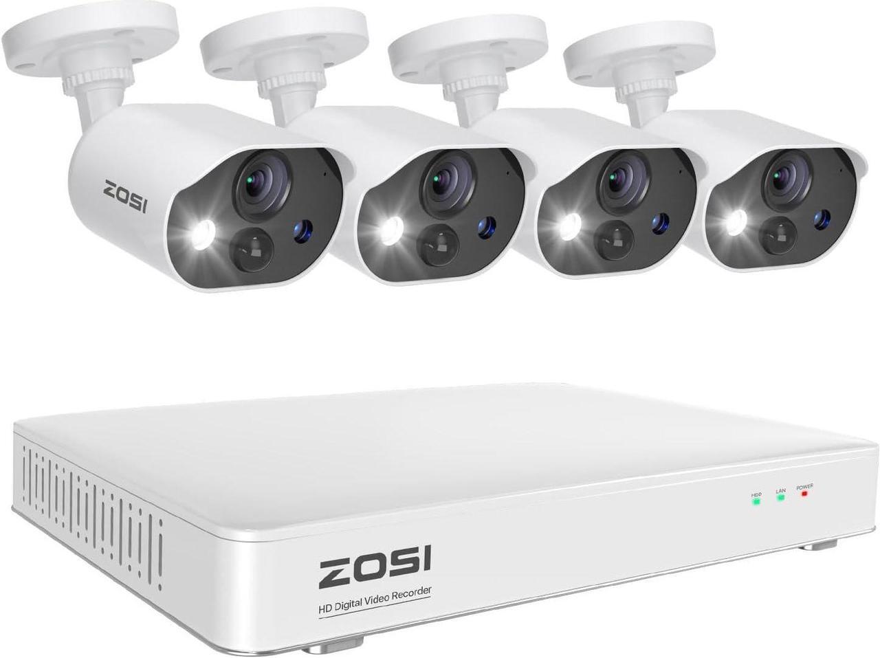 Main image of ZOSI C303 Spotlight Home Security Camera System with Audio,8CH 3K Lite DVR with 1TB SSD Hard Drive,4pcs H.265+ 1080p Outdoor CCTV Cameras,Night Vision,Person Vehicle Detection,for 24/7 Recording