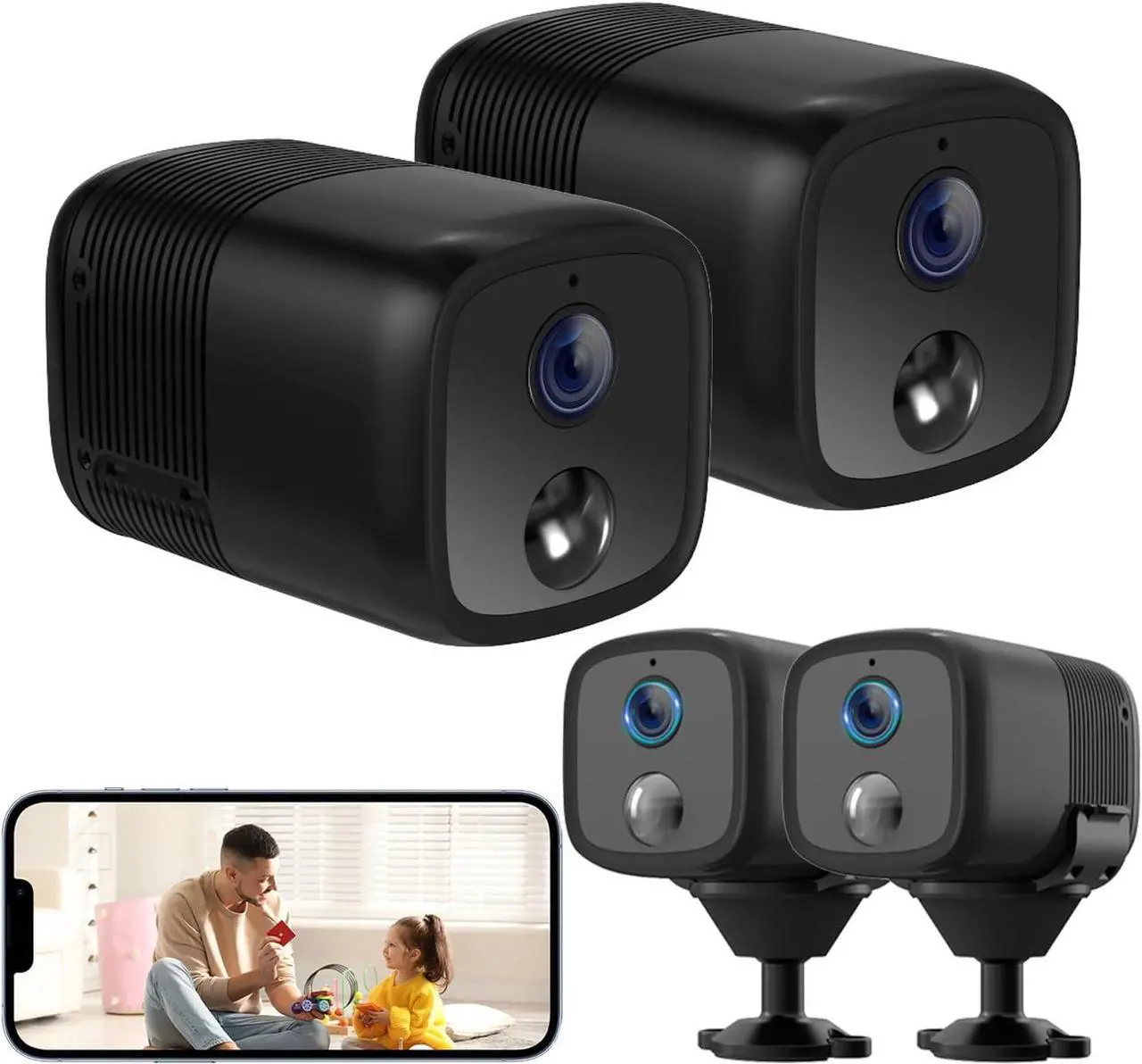 Main image of Spy Camera WiFi Mini Camera 2 Pack, Spy Camera Wireless with 5200mAh Battery, 1080P Wire-Free Portable Indoor Camera, 160° Viewing Angle, Smart Human Detection Alerts, 33 ft Night Vision