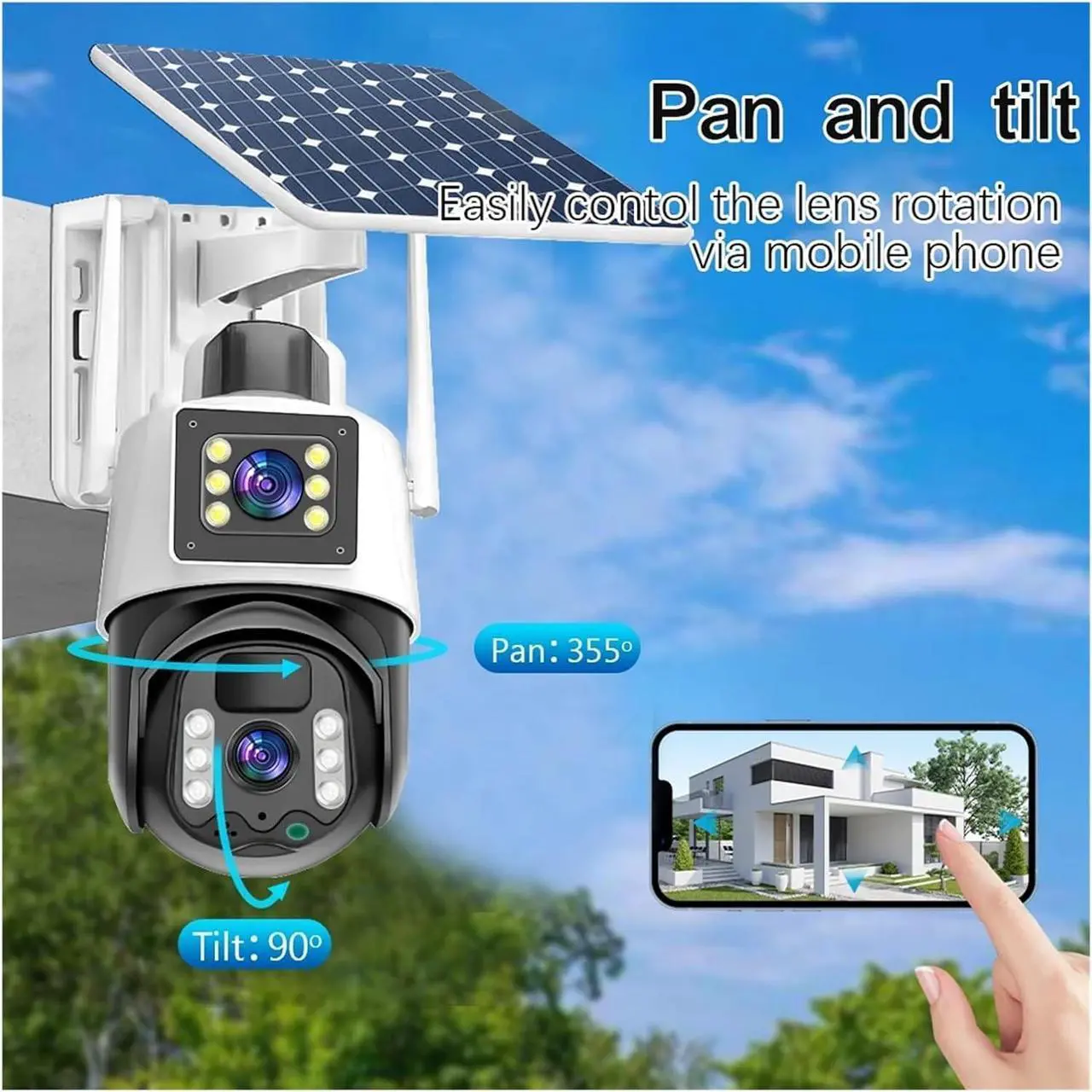 Alt view image 2 of 6 - V380 PRO 4K 8MP Wireless CCTV Camera WiFi, Solar CCTV Camera Outdoor, IP Security Monitoring Camera(WiFi Black)
