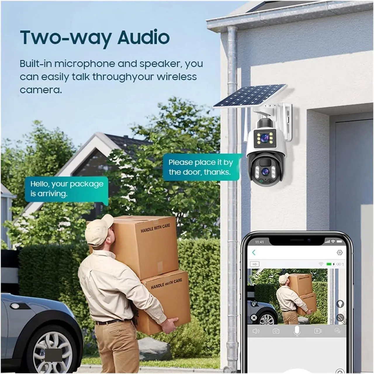 Alt view image 6 of 6 - V380 PRO 4K 8MP Wireless CCTV Camera WiFi, Solar CCTV Camera Outdoor, IP Security Monitoring Camera(WiFi Black)
