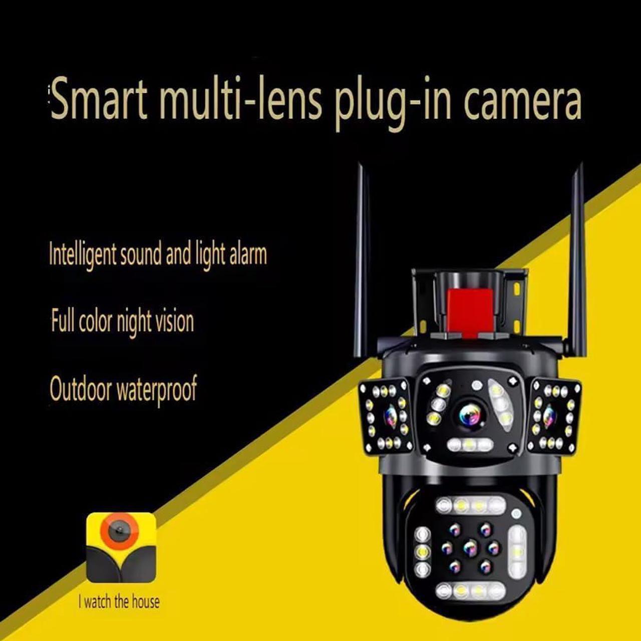 Alt view image 3 of 7 - Solar Camera WiFi V380PRO Three Eyes and Two Pictures Outdoor Solar Closed Circuit PTZ Camera 1080P Card 32G
