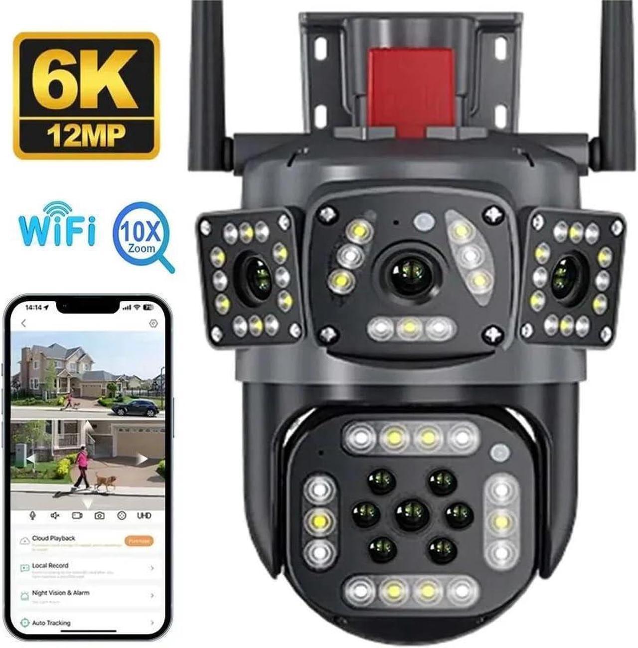 Alt view image 6 of 7 - Solar Camera WiFi V380PRO Three Eyes and Two Pictures Outdoor Solar Closed Circuit PTZ Camera 1080P Card 32G