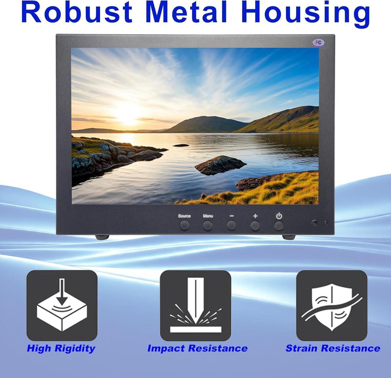Alt view image 3 of 7 - 101AV Professional Security Monitor, 10.1 LED Display, HDMI, 2 Analog HD BNC in/Out, 2MP/1920x1080P/Full HD & CVBS, Sturdy Metal Housing & Versatile Mounting Bracket, Perfect for RV/Camper/Marine