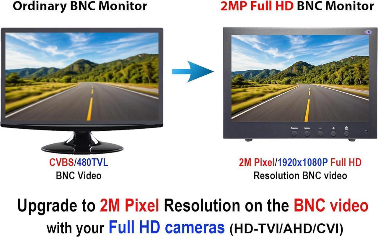 Alt view image 6 of 7 - 101AV Professional Security Monitor, 10.1 LED Display, HDMI, 2 Analog HD BNC in/Out, 2MP/1920x1080P/Full HD & CVBS, Sturdy Metal Housing & Versatile Mounting Bracket, Perfect for RV/Camper/Marine
