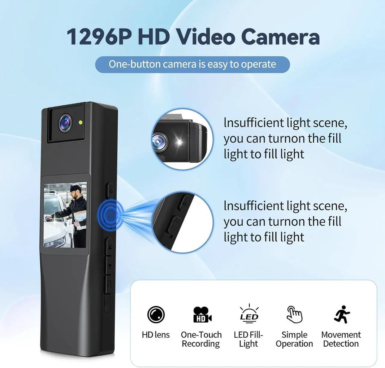 Alt view image 2 of 7 - Mini Body Worn Camera 2K/1440P HD, 64GB Small Body Camera 7H Recording, Premium Portable Body Cam with Night Vision & Motion Detection Wearable for Office Home Security Guard Pet Record
