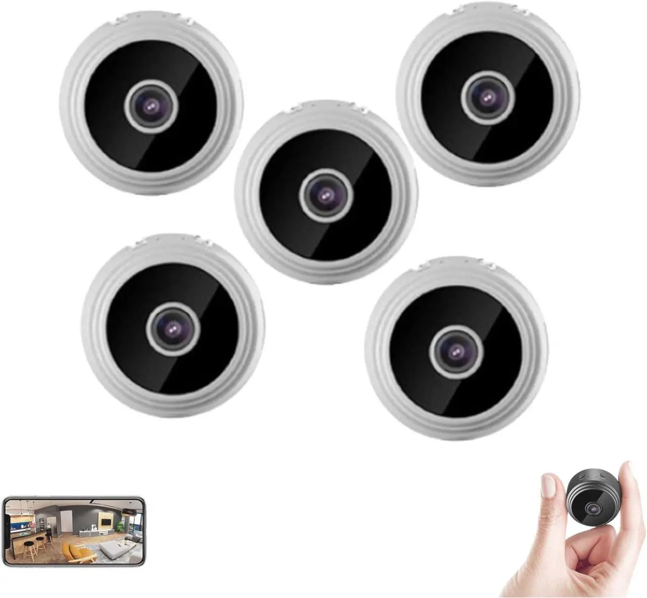 Main image of Hidden Camera,Mini Magnetic Security Camera,Mini Camera Hidden Camera 1080p HD,Mini Camera Wireless,Mini Security Camera for Indoor Outdoor (White,5pcs)