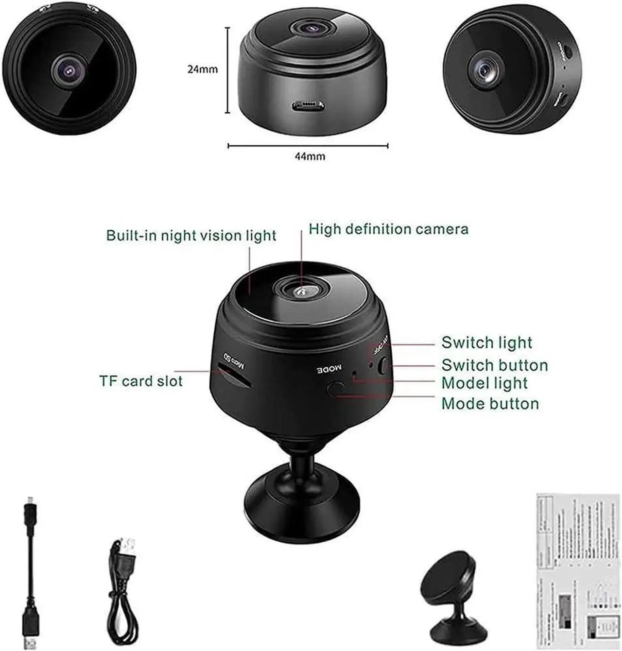 Alt view image 7 of 7 - Hidden Camera,Mini Magnetic Security Camera,Mini Camera Hidden Camera 1080p HD,Mini Camera Wireless,Mini Security Camera for Indoor Outdoor (White,3pcs)