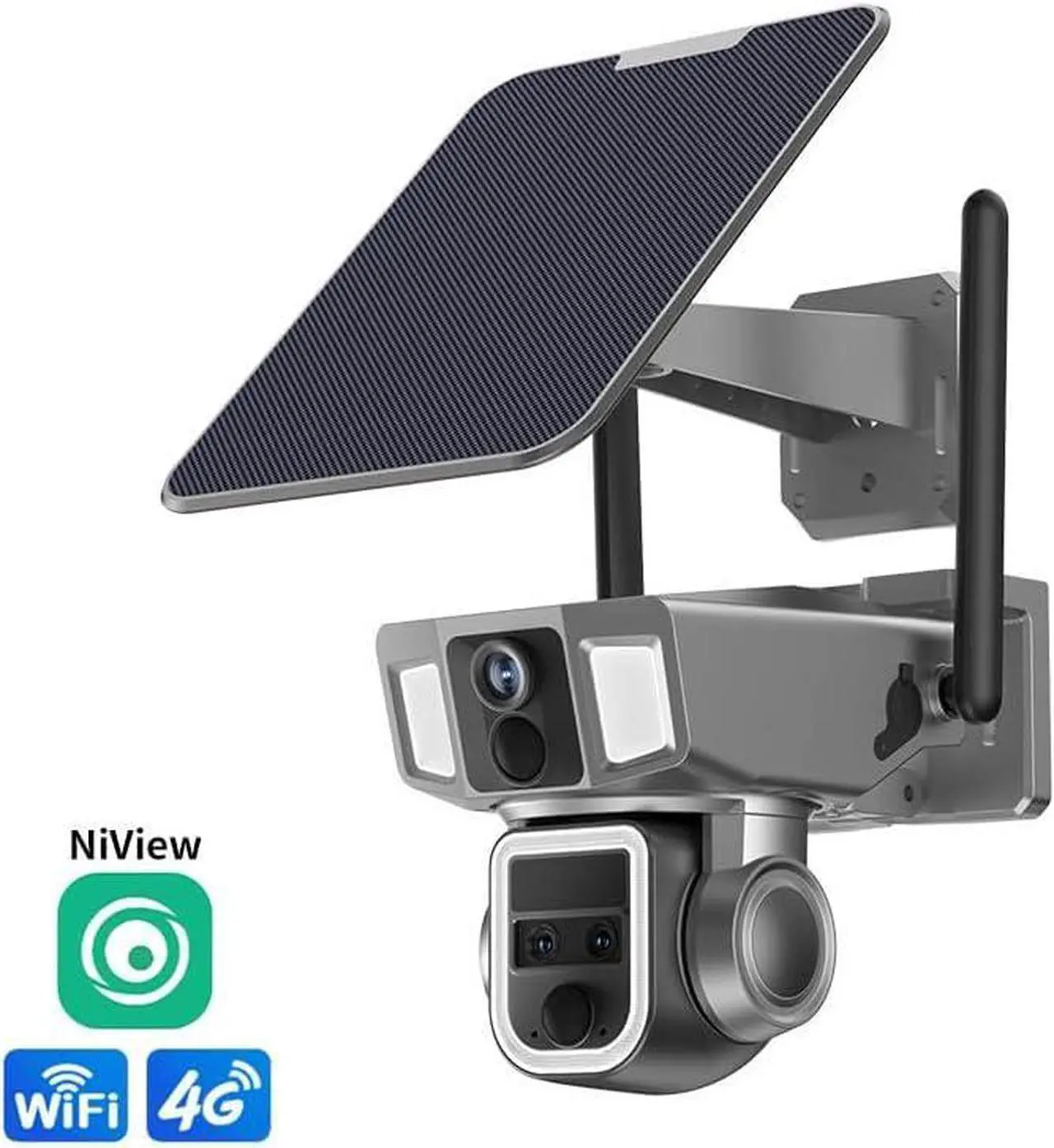Alt view image 6 of 7 - 4K 4G/WiFi Wireless Outdoor Camera with Solar Panel Three Lens Linkage Camera, 360 PTZ Camera w/Auto Tracking, PIR Motion Detection, 10X Zoom, Color Night Vision (WiFi Version (10X Zoom))