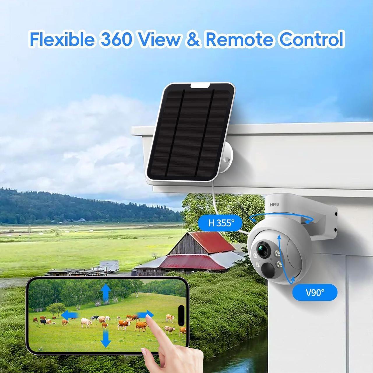 Alt view image 6 of 7 - MMQ 2.5K Wireless Solar Security Camera System, 10CH 4MP HD Solar Camera, 6Pcs PTZ Solar Camera Outdoor WiFi, Home Surveillance Cameras Worked with Alexa, PIR Detection, Two Way Talk, 128GB Storage