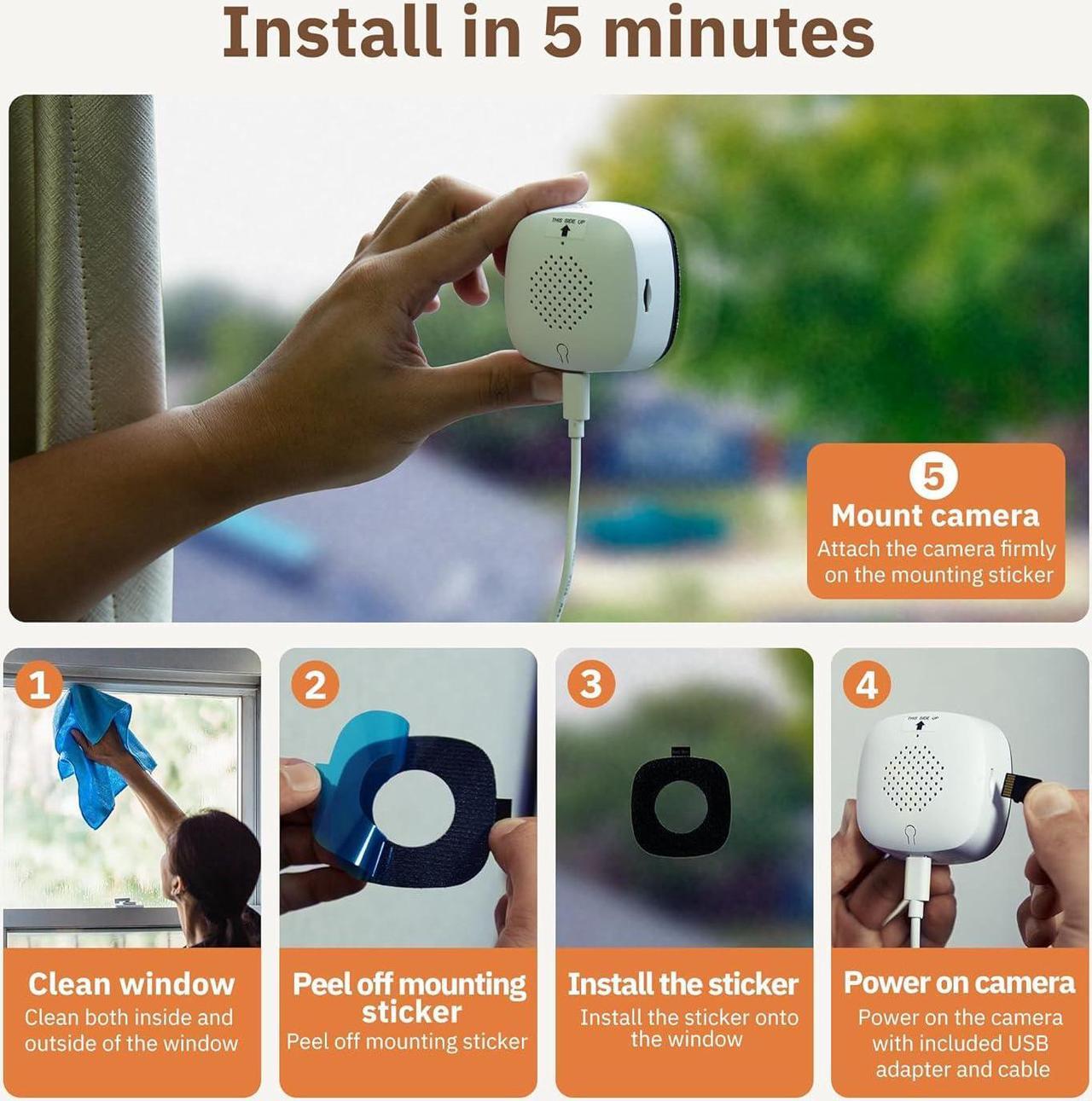 Alt view image 2 of 7 - 3MP 2K Window Camera,2.4GHz & 5GHz WiFi Indoor Cameras for Home Security with ChroMax Al Color Night Vision,Person & Motion Detection,24/7 Recording,Easy & Quick Install(3pcs)